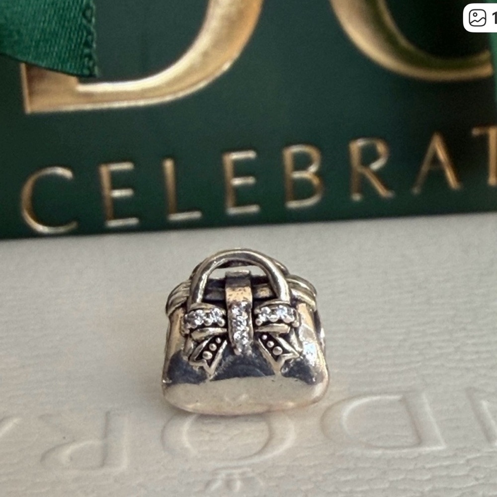 Pandora Silver And CZ Handbag Charm RARE RETIRED